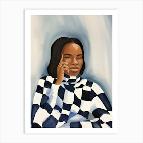 Black And White Checkered Sweater Art Print