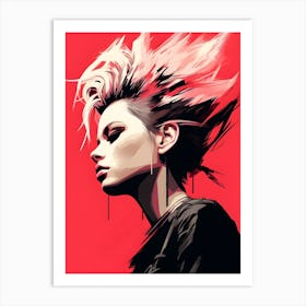 Girl With Mohawk in Pink Art Print