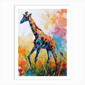 Abstract Geometric Colourful Giraffe 3 Art Print