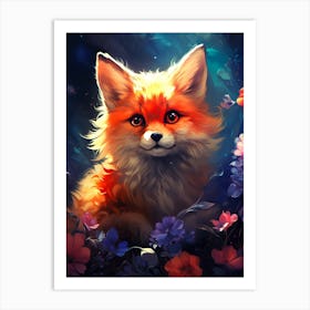 Fox In Flowers 1 Art Print