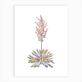 Stained Glass Adam's Needle Mosaic Botanical Illustration on White n.0008 Art Print