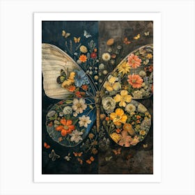 Butterfly With Flowers 7 Art Print