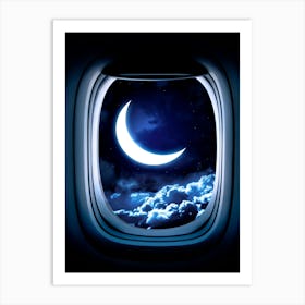 Moon Through The Window Of An Airplane #6 Art Print