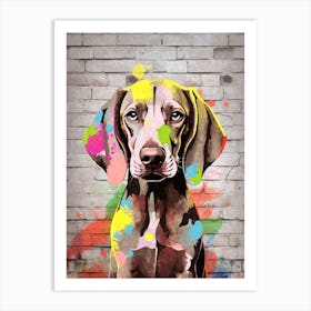 Aesthetic Weimaraner Dog Puppy Brick Wall Graffiti Artwork Art Print
