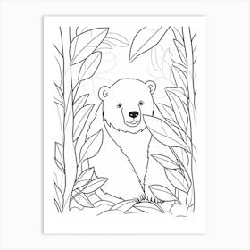 Line Art Jungle Animal Sun Bear 4 Art Print
