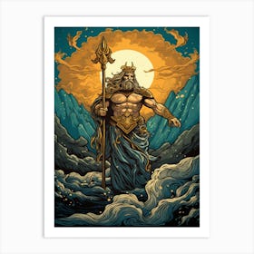  An Illustration Of The Greek God Poseidon 2 Art Print