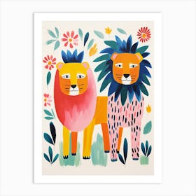 Colourful Kids Animal Art Lion 11 Art Print
