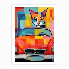 Cadillac El Dorado Vintage Car With A Cat, Matisse Style Painting 2 Art Print