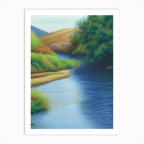 River Current Landscapes Waterscape Crayon 1 Art Print