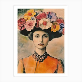 Woman With A Flower Hat Art Print