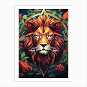 Abstract Lion Head Art Print