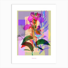 Aconitum 3 Neon Flower Collage Poster Art Print