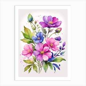 Ai Generated Watercolor Flowers 2 Art Print