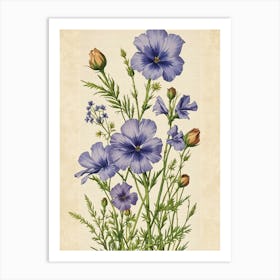 Blue Geraniums Art Print