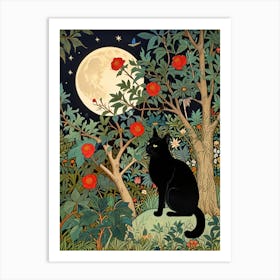 William Morris Black Cat In The Moonlight 12 Art Print