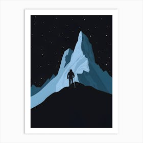Man Standing On Top Of A Mountain, Backpacking and camping essentials, Hiking gear for remote trails, Camping under the starry sky, Scenic hiking routes for beginners, Camping by the riverside, Solo hiking adventures in the wilderness, Camping with family in national parks, Hiking and camping safety tips, Budget-friendly camping equipment, Hiking trails and campgrounds near me. Art Print