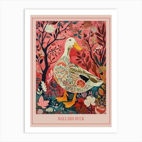 Floral Animal Painting Mallard Duck 2 Poster Art Print