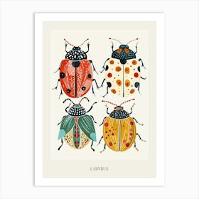 Colourful Insect Illustration Ladybug 31 Poster Art Print
