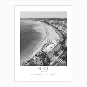 Nice France Black And White Art Print