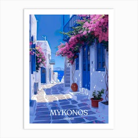 Mykonos Greece Travel Poster Art Print