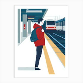 Train Station Illustration Art Print