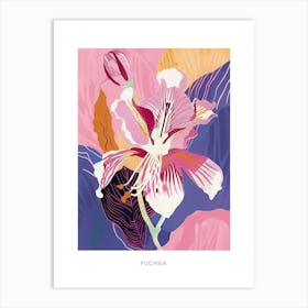 Colourful Flower Illustration Poster Fuchsia 1 Art Print