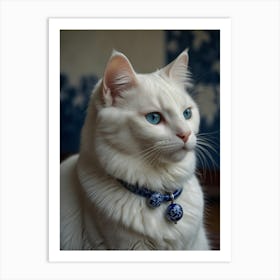 White Cat With Blue Eyes 3 Art Print