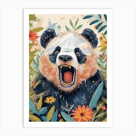 Giant Panda Growling Storybook Illustration 1 Art Print