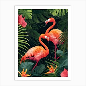 Greater Flamingo Bolivia Tropical Illustration 8 Art Print