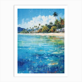 A Painting Of Matira Beach, Bora Bora French Polynesia 1 Art Print