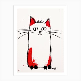 Cat In Red Art Print