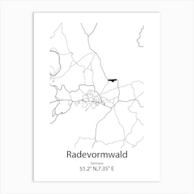 Radevormwald,Germany Minimalist Map Art Print