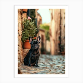 Black French Bulldog.Generated AI. Art Print Art Print