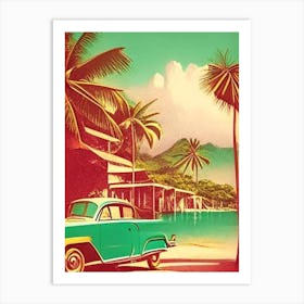 Cayo Santa Maria Cuba Vintage Sketch Tropical Destination Art Print