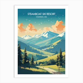 Poster Of Steamboat Ski Resort   Colorado, Usa, Ski Resort Illustration 2 Art Print