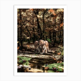 Tiger and Butterfly Beauty Looking At Each Other Art Print