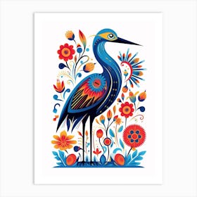 Scandinavian Bird Illustration Great Blue Heron 4 Art Print