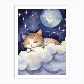 Baby Kitten 6 Sleeping In The Clouds Art Print
