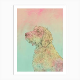 Colourful Otterhound Dog Abstract Line Illustration 1 Art Print