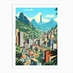 Rio De Janeiro, Brazil, Flat Illustration 1 Art Print