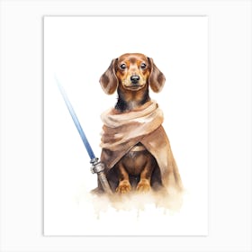 Dachshund Dog As A Jedi 1 Art Print