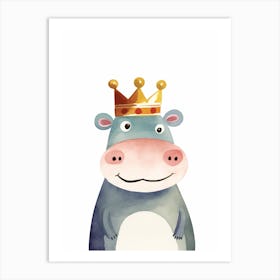 Little Hippo 4 Wearing A Crown Art Print