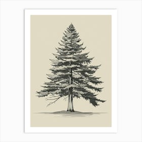 Cedar Tree Minimalistic Drawing 2 Art Print