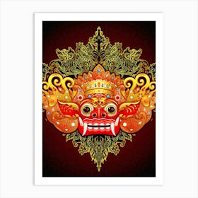 Asian Mask Vector - Barong, Balinese mask, Bali mask print Art Print