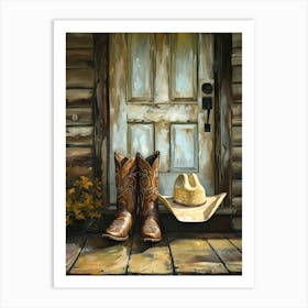 Cowboy Boots And Hat Art Print