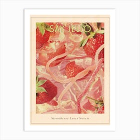 Strawberry Laces Candy Sweets Retro Collage 3 Poster Art Print