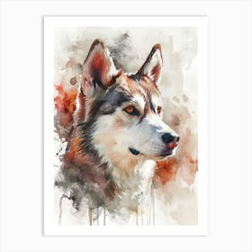 Siberian Husky Watercolor Painting 1 Art Print
