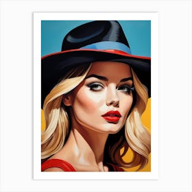 Woman Portrait With Hat Pop Art (117) Art Print
