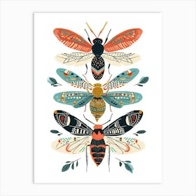 Colourful Insect Illustration Wasp 4 Art Print