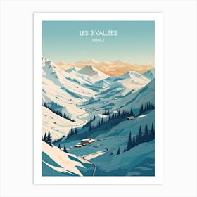 Poster Of Les 3 Vallees   France, Ski Resort Illustration 1 Art Print
